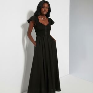 Pomander Place Phoebe Smocked Maxi Dress Black Bustier Corset Tuckernuck Medium